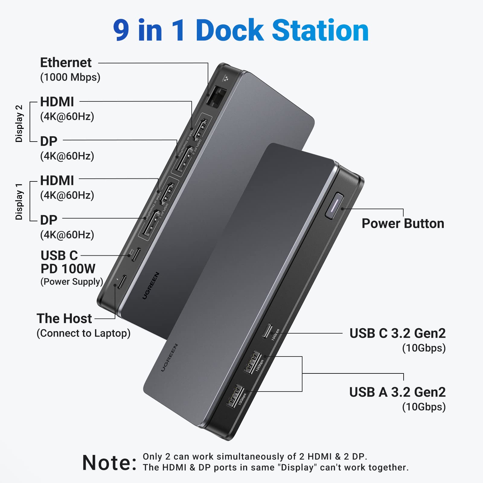 Ugreen 9 in 1 4k HDMI Fast Charge Universal Docking Station UGREEN ugreen-9-in-1-4k-hdmi-fast-charge-universal-docking-station-ugreen