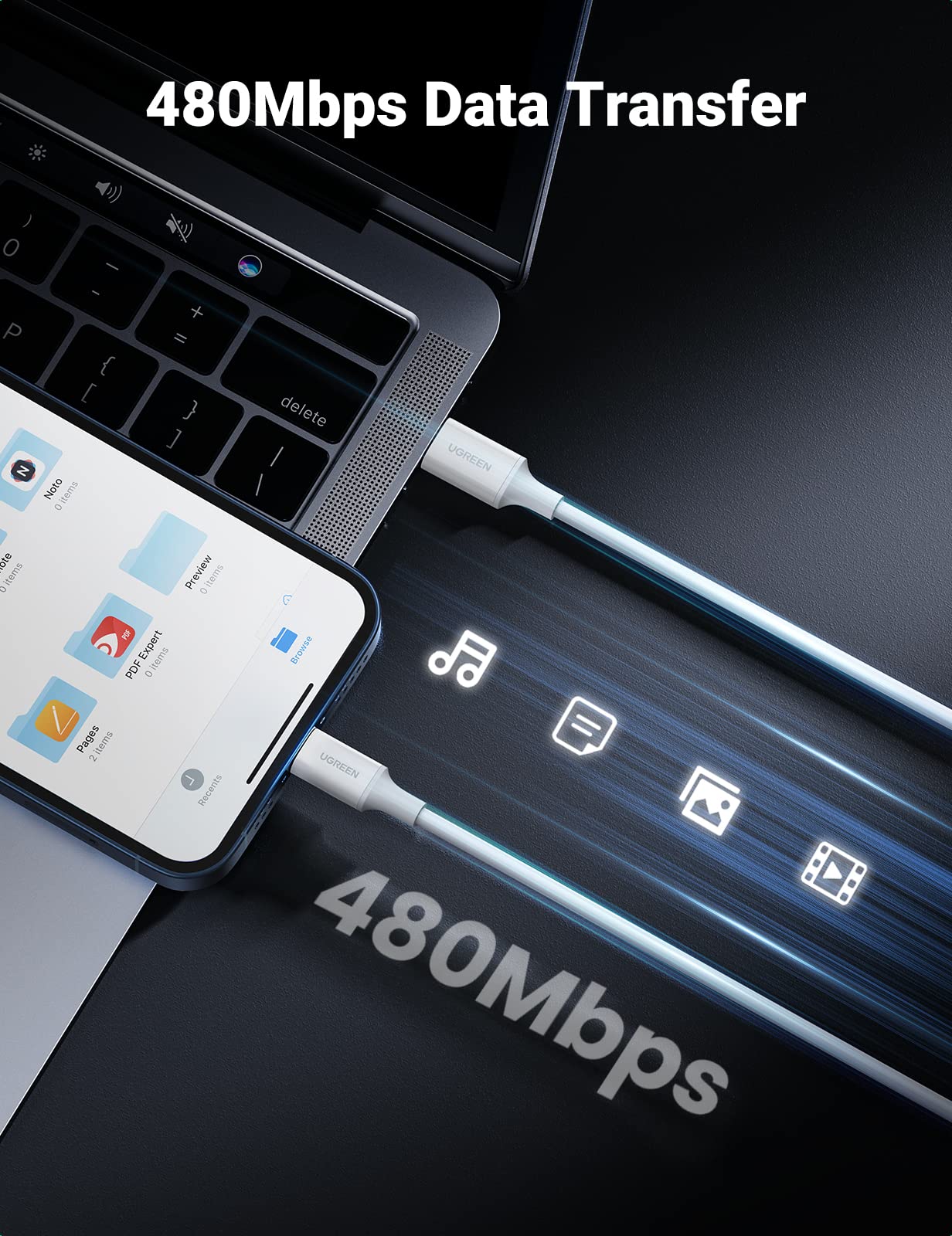 Cable Ugreen 10493 Lightning a USB-C 1.0 m Blanco MacStore Online