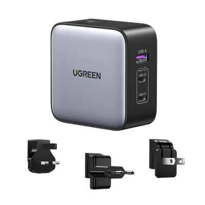 UGREEN Nexode 65W 3-Port Travel Charger with US/UK/EU Plug