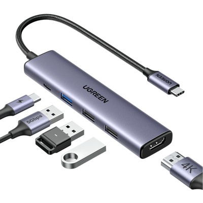 UGREEN Revodok 105 5-IN-1 USB-C Hub (100W PD, 4K@30Hz HDMI)