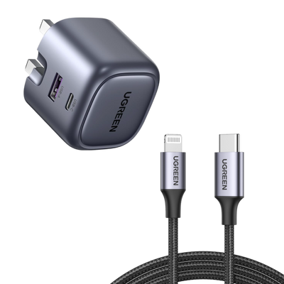 Ugreen Charging Bundle: Nexode 35W GaN Charger + MFi USB-C to Lightning Cable (3.2ft)