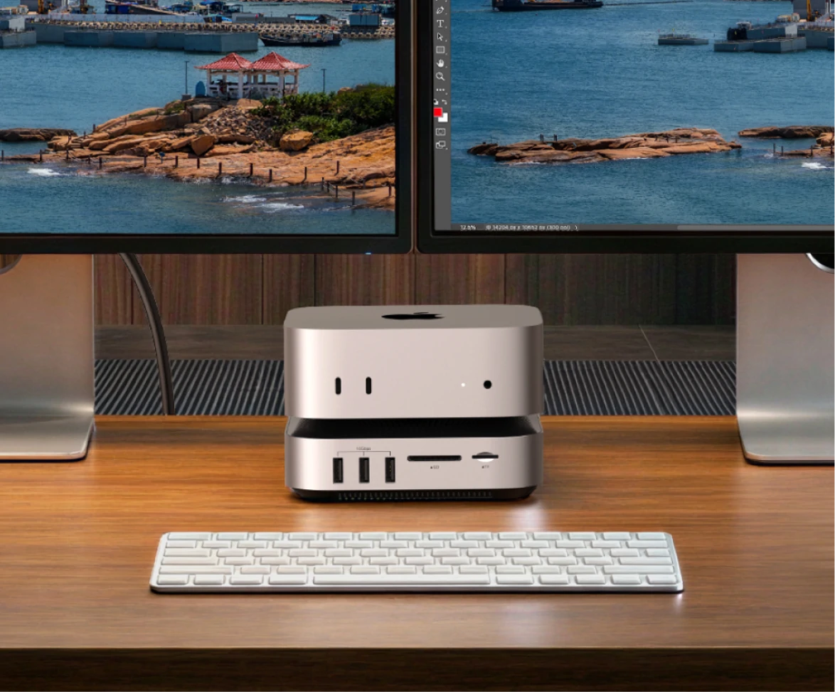 UGREEN Revodok Maxidok 10-in-1 Thunderbolt™ 5 Mac mini Dock with M.2 NVMe SSD Slot, Dual 6K Displays for Mac mini M4/M4 Pro