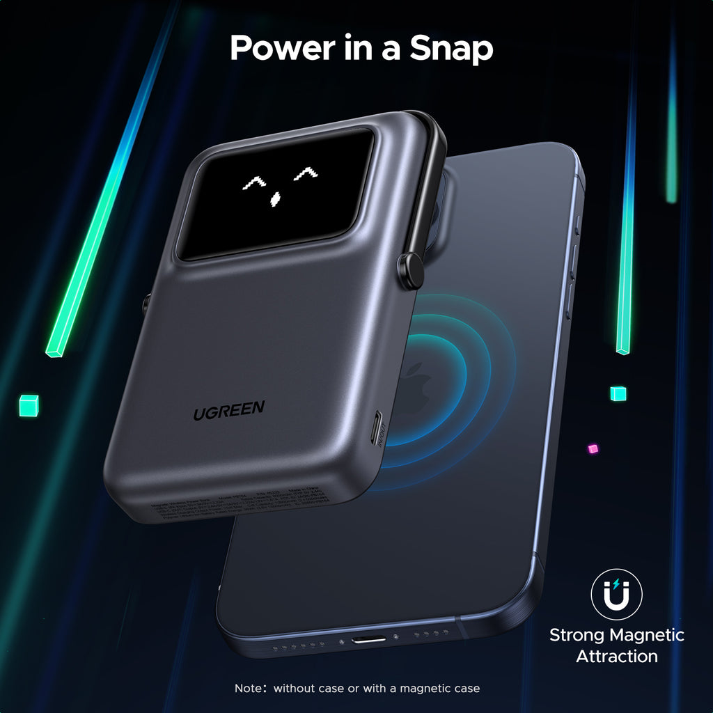 UGREEN Uno Magnetic Wireless Power Bank 10000mAh 7.5W portable charger snaps securely into place for effortless wireless charging, delivering reliable power with a quick magnetic connection for everyday mobile use.