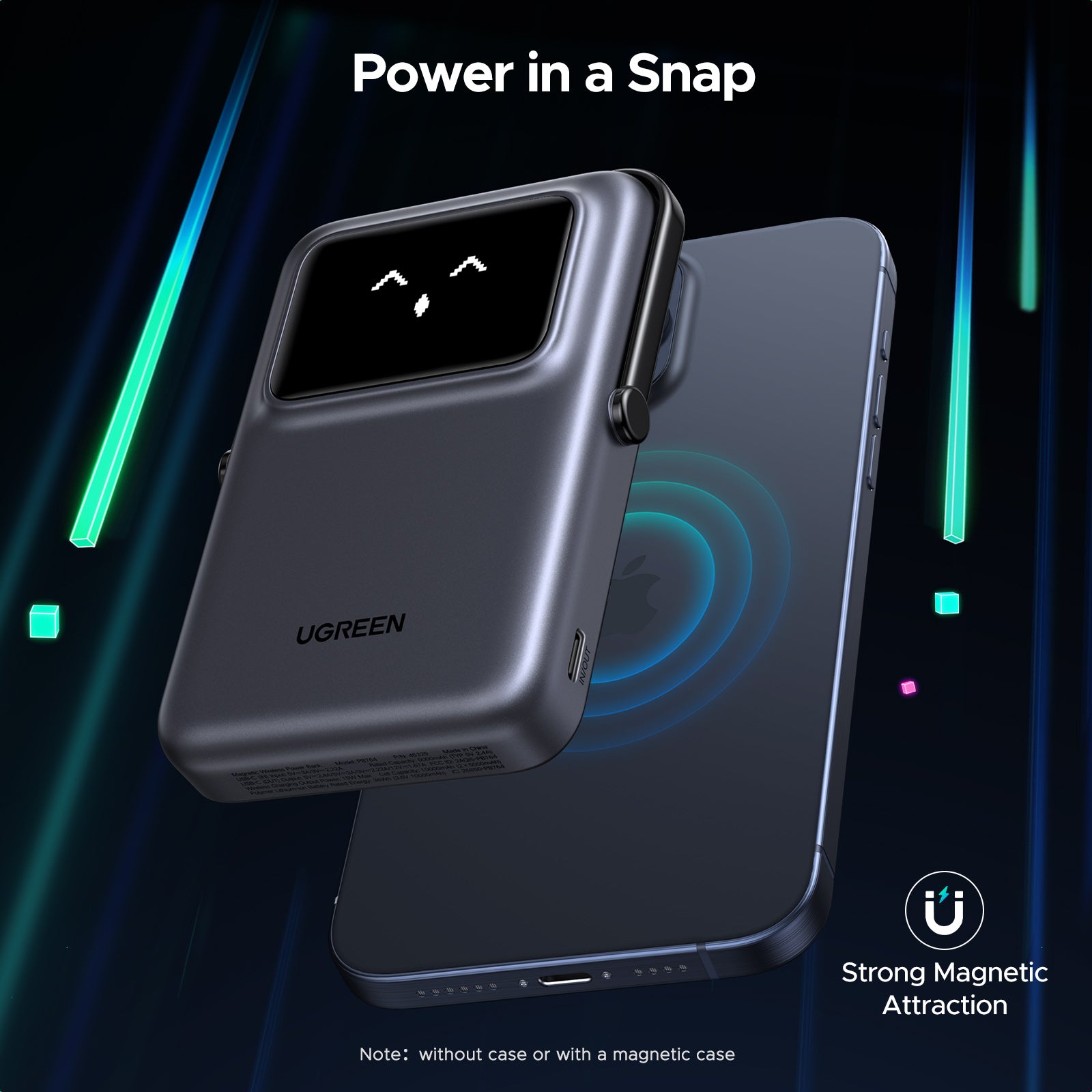 UGREEN Uno Magnetic Wireless Power Bank 10000mAh 7.5W portable charger snaps securely into place for effortless wireless charging, delivering reliable power with a quick magnetic connection for everyday mobile use.
