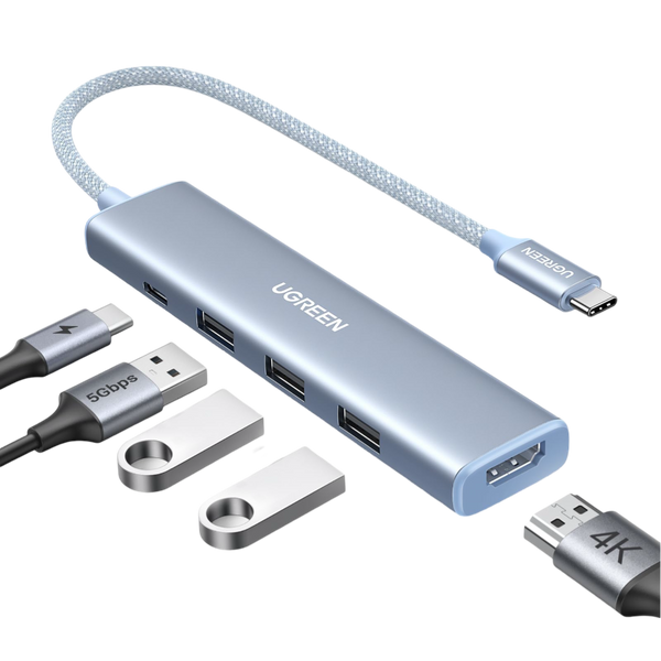 UGREEN Revodok 5-IN-1 100W Aluminum USB-C  PD Hub (Blue)