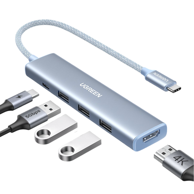 UGREEN Revodok 5-IN-1 100W Aluminum USB-C PD Hub (Blue)