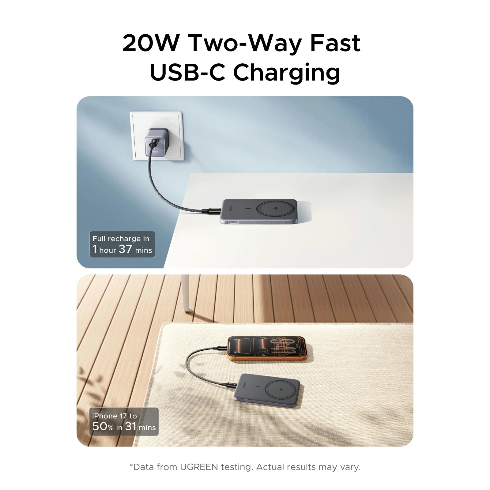 UGREEN MagFlow Air Magnetic Power Bank (5000mAh, Qi2 15W)