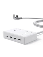 UGREEN Extension Lead 1.5M, 2 Way Power Strip with 4 USB Ports