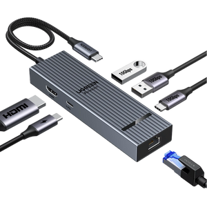 UGREEN Revodok 6-IN-1 USB-C Hub Ethernet, 4K@60Hz HDMI Display