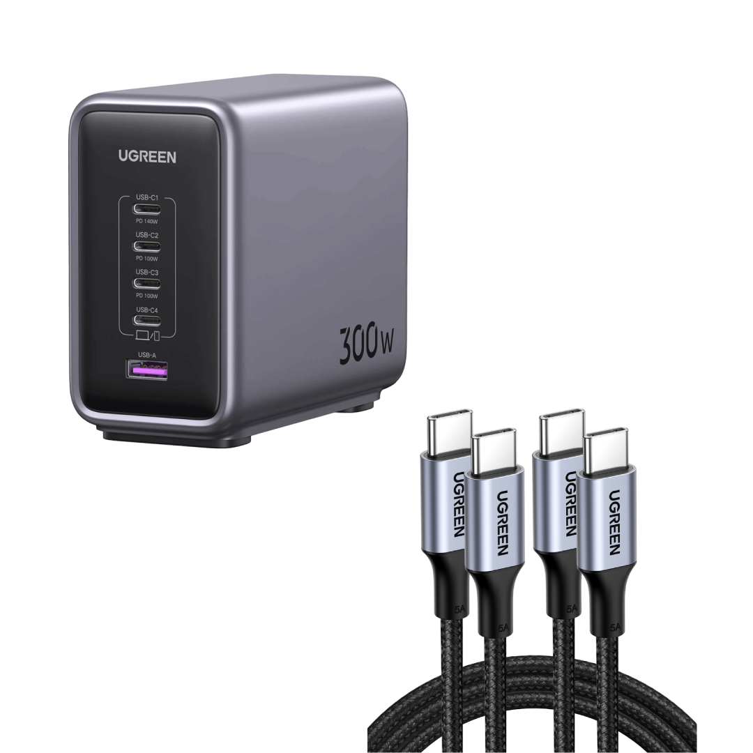 Bundle Sale 300W 5 Ports Charger+100W USB C Cable*2