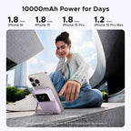 UGREEN Uno Magnetic Wireless Power Bank 10000mAh 7.5W is a portable charger that offers reliable 10000mAh power capacity, delivering multiple charges for iPhone 16, iPhone 15, iPhone 15 Pro, and iPhone 15 Pro Max to support all-day mobile use.