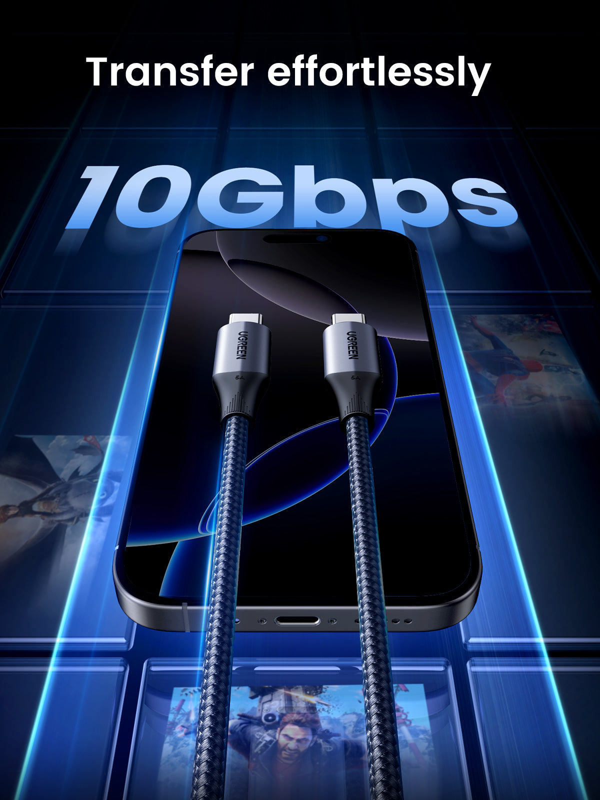 UGREEN 240W USB-C to USB-C Gen 2 10Gbps Charging Cable (3.2ft)