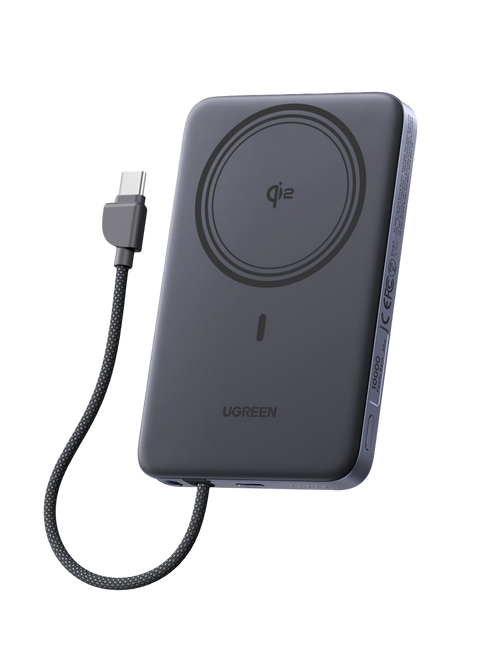 UGREEN Ultra-Slim Magnetic Power Bank (10000mAh, Qi2 15W, Built-in Cable)