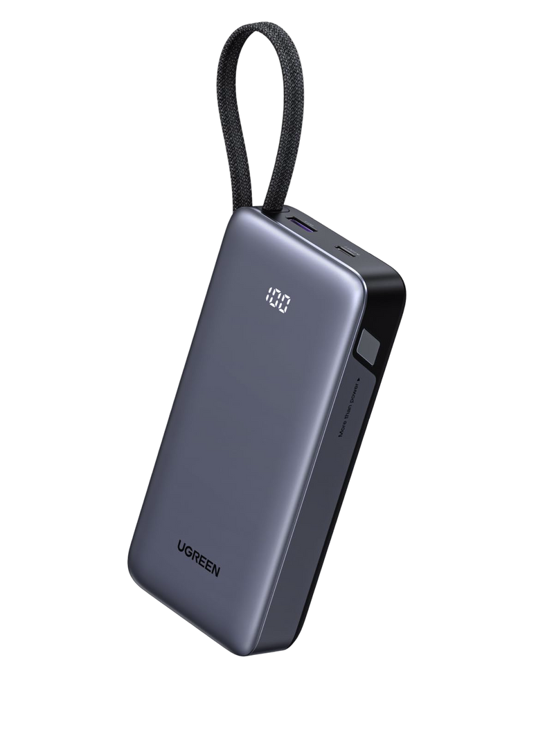UGREEN Nexode Power Bank (20,000mAh, 45W, Built-in USB-C Cable, 3-in-1)