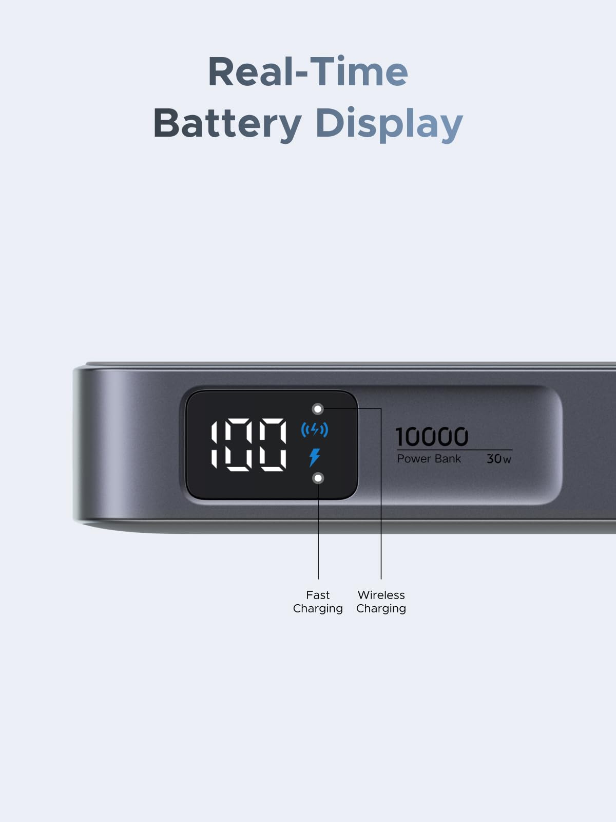 UGREEN MagFlow 10000mAh Qi2 25W MagSafe Power Bank Built-in Cable (Grey)