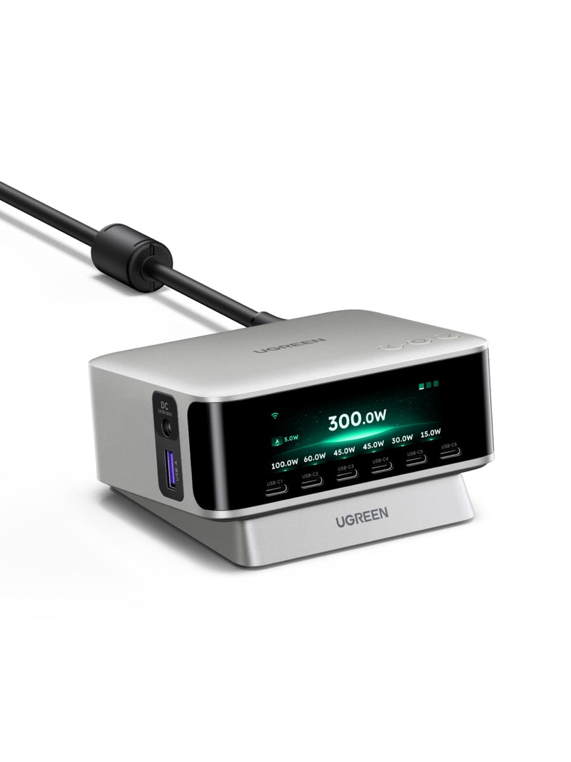 UGREEN Nexode Pro Smart Display Desktop Charger (300W, 8-Port, GaN, 5 Charging Modes)
