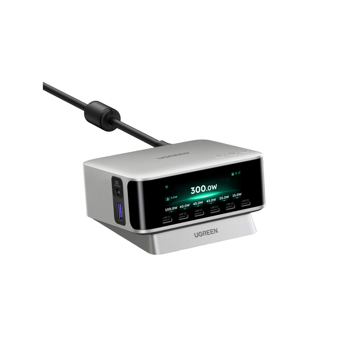 UGREEN Nexode Pro Smart Display Desktop Charger (300W, 8-Port, GaN, 5 Charging Modes)