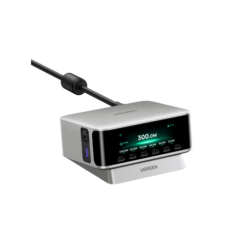 UGREEN Nexode Pro Smart Display Desktop Charger (300W, 8-Port, GaN, 5 Charging Modes)