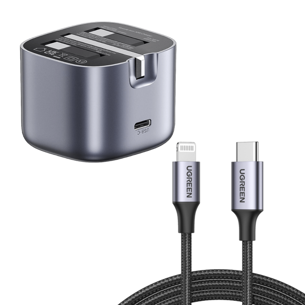 Ugreen Charging Bundle: MFi USB-C to Lightning Cable (3.2ft) + Nexode 30W GaN Charger