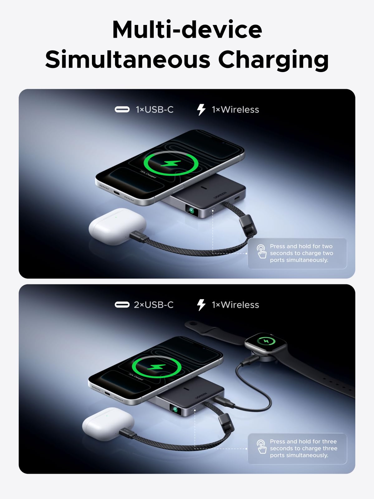 UGREEN MagFlow Pro 10000mAh Magnetic Power Bank Qi2 25W Portable Charger