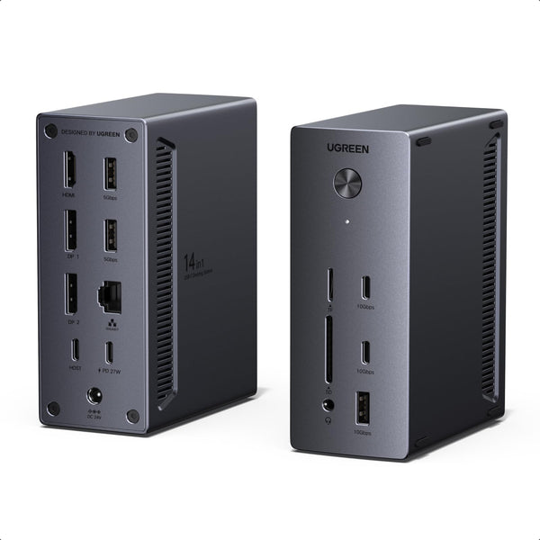 UGREEN Docking Station, Triple 4K Display (2x DP+ HDMI), 14-Port