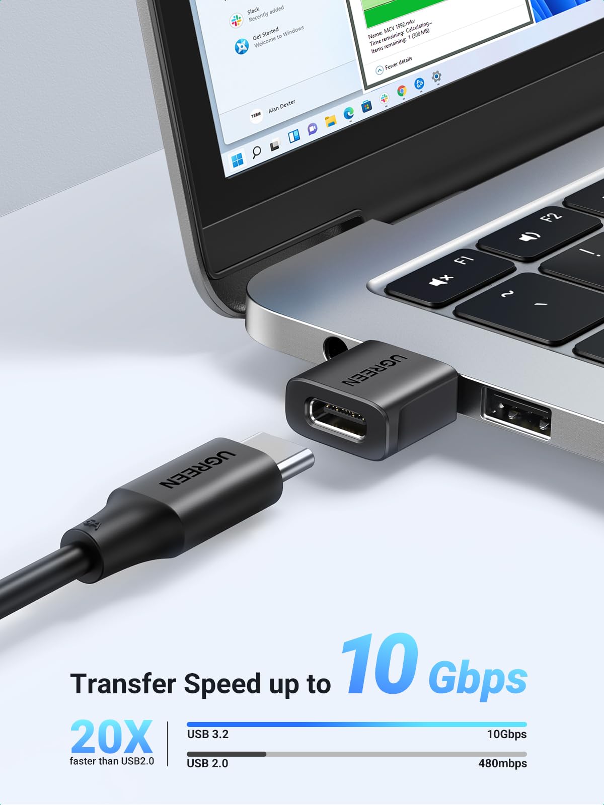 UGREEN USB to USB C Adapter 10Gbps 2 Pack for iPhone, iPad, MacBook, Galaxy