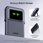 UGREEN Uno Magnetic Wireless Power Bank 5000mAh 7.5W is a portable charger that features a playful robot-inspired design with a convenient folding stand and soft silicone material, combining visual charm with practical hands-free charging.