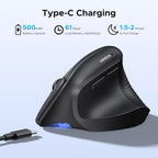 UGREEN Wireless Ergonomic Mouse, Rechargeable Bluetooth &USB Computer Mouse