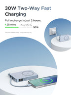 UGREEN MagFlow Magnetic Wireless Power Bank (10000mAh, Qi2 25W, MagSafe-compatible) is a portable charger that offers 30W PD fast output, charging iPhone 17 Pro Max to 70% in around 30 minutes and supports magsafe compatible wireless charging.