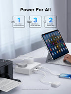 UGREEN Extension Lead 1.5M, 2 Way Power Strip with 4 USB Ports
