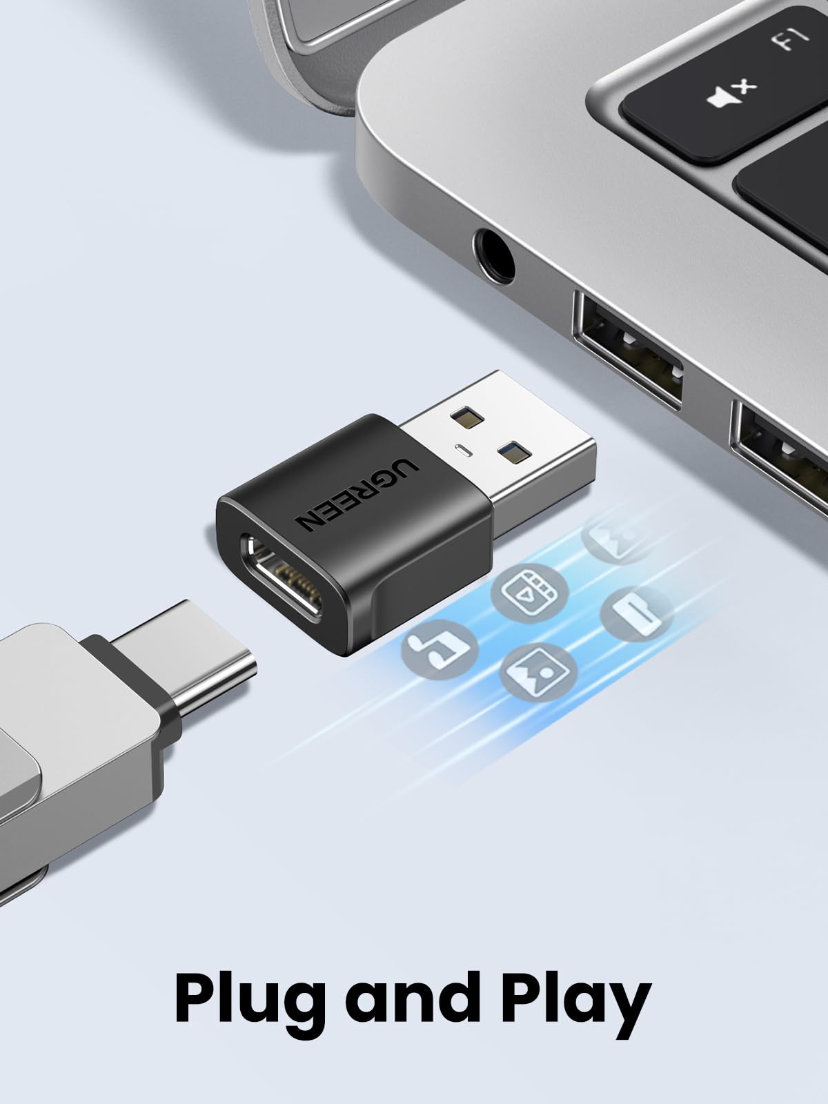 UGREEN USB to USB C Adapter 10Gbps 2 Pack for iPhone, iPad, MacBook, Galaxy