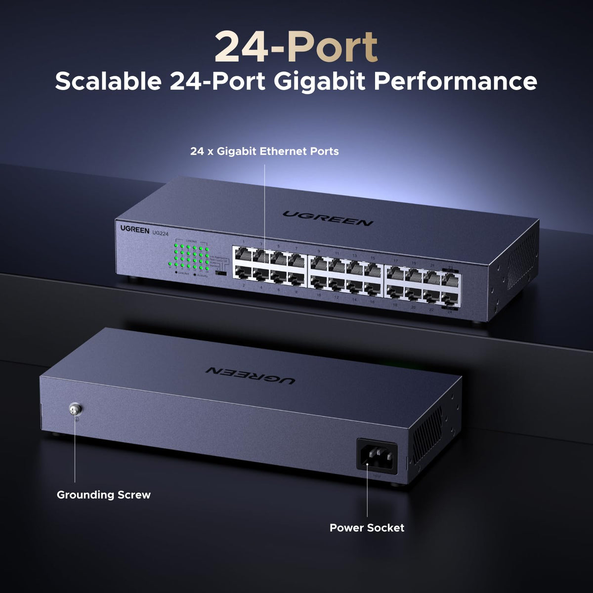 UGREEN 24 Port Gigabit Rack-Mount Network Switch