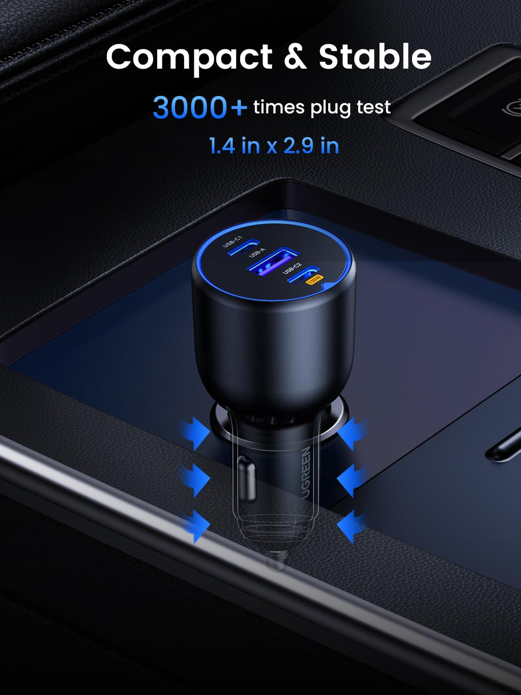 UGREEN 130W Car Charger USB C Fast Charger PD3.0 QC4.0 PPS Fast Charging