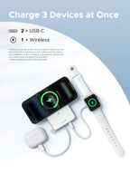 UGREEN MagFlow 10000mAh Qi2 25W MagSafe Power Bank Built-in Cable (White)
