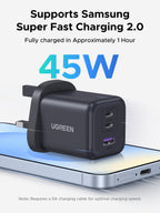 UGREEN 45W USB C Charger 3 Port Fast Wall Charger Plug Multi Adapter