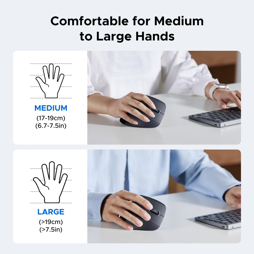 UGREEN Wireless Ergonomic Vertical Mouse, 12-Month Battery Life, 6 Buttons