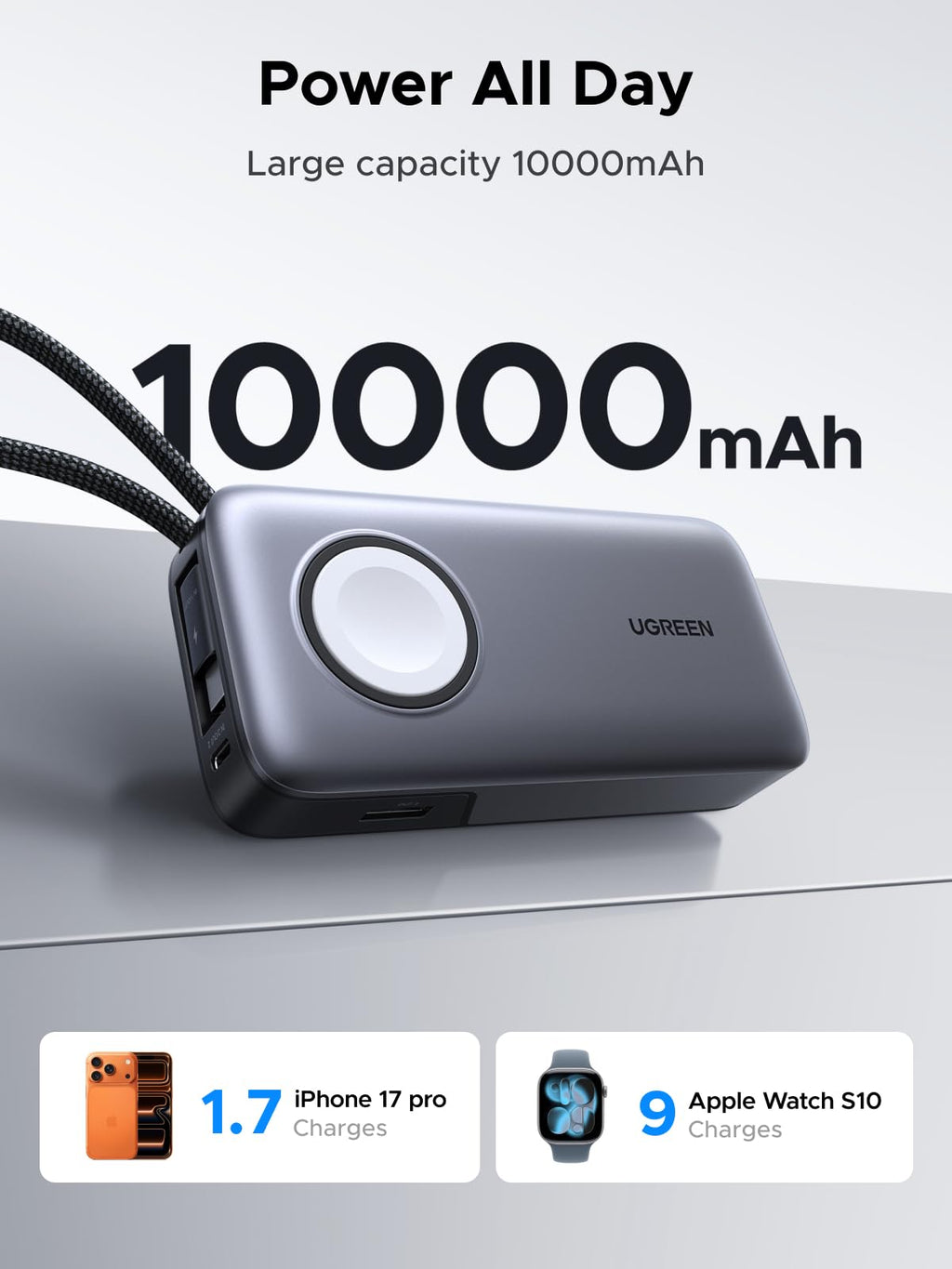 UGREEN Nexode 10000mAh Magnetic Power Bank with iWatch Charger