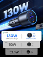 UGREEN 130W Car Charger USB C Fast Charger PD3.0 QC4.0 PPS Fast Charging