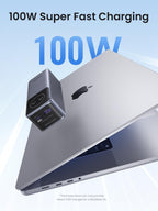UGREEN Nexode Power Bank 12000mAh 100W is a portable charger that supports fast charging with up to 100W output, charging a MacBook Pro to 56 percent in about 30 minutes for high-performance mobile productivity.