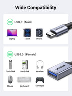 UGREEN 10Gbps USB C to USB Adaptor for iPhone, iPad, MacBook, Galaxy Grey