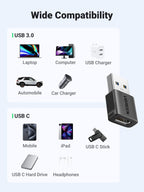 UGREEN USB to USB C Adapter 10Gbps 2 Pack for iPhone, iPad, MacBook, Galaxy