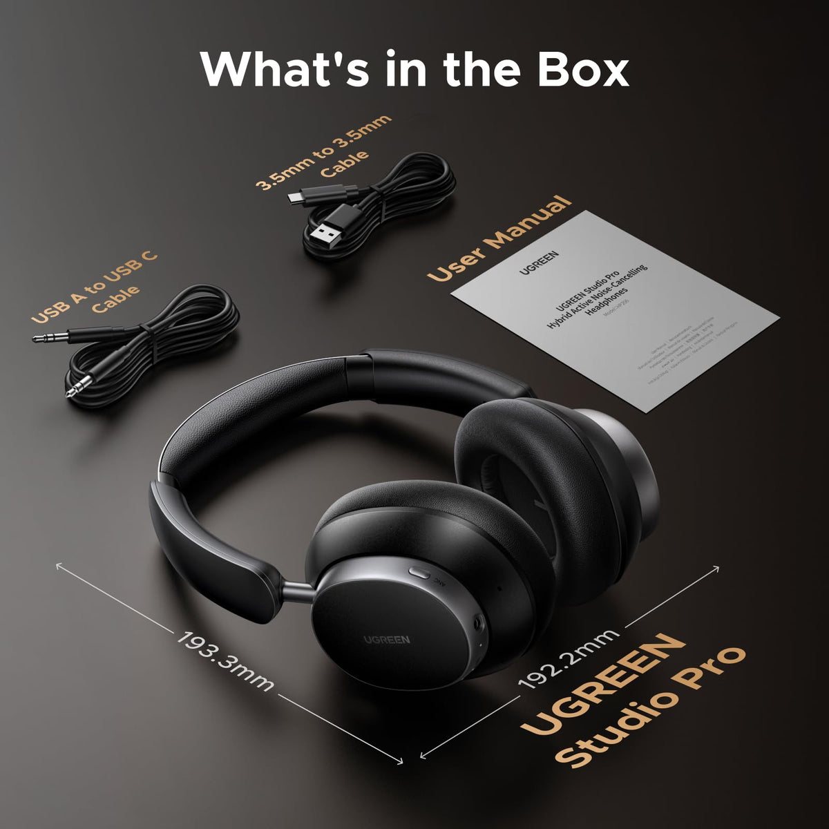 UGREEN Studio Pro Wireless Hybrid Active Noise Cancelling Headphones