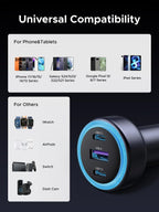 UGREEN 30W USB C Car Charger 3 Port PD Fast Charging Cigarette Lighter