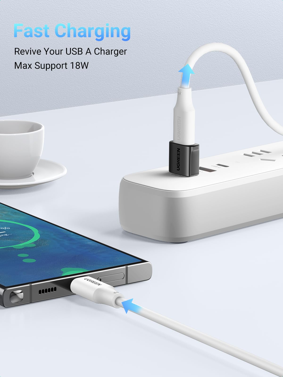 UGREEN USB to USB C Adapter 10Gbps 2 Pack for iPhone, iPad, MacBook, Galaxy