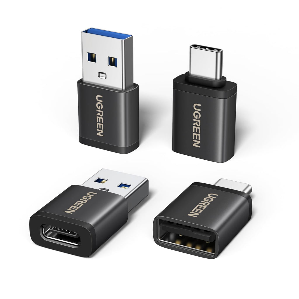 UGREEN USB to USB C Adapter & USB C to USB Adaptor 10Gbps for iPhone, iPad USB 3.2 OTG Aluminum Adapter, Thunderbolt 5/4 Converter Compatible with iPhone17 Pro Max, MacBook Pro/Air, iPad Pro, Black