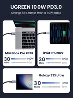 UGREEN 2Pack USB C to USB C Charger Cable 100W 65W USB C Charger Cable 0.5M