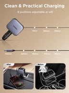 Before using the UGREEN Nexode Car Charger 145W with Retractable USB-C Cable, cables were messy and tangled; now with 8 adjustable lengths, this travel charger keeps in-car charging neat and organized during travel.