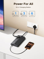 UGREEN Extension Lead 1.5M, 6 Way Power Strip with 3 USB-A & 1 USB-C