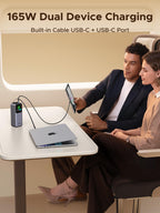 UGREEN Nexode Power Bank 20000mAh 165W with Retractable USB-C Cable, a powerful travel charger for travel with 2-port output up to 165W including USB-C1 100W MAX, USB-C2 65W MAX, USB-A 22.5W/33W MAX, and USB-C2+USB-A 20W MAX