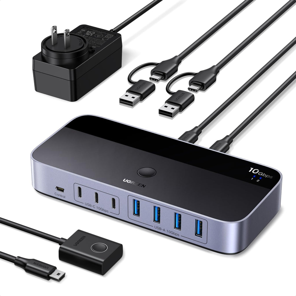 UGREEN 2 in 7 USB C Switch, 10Gbps USB 3.2 Switcher, 2PC Share